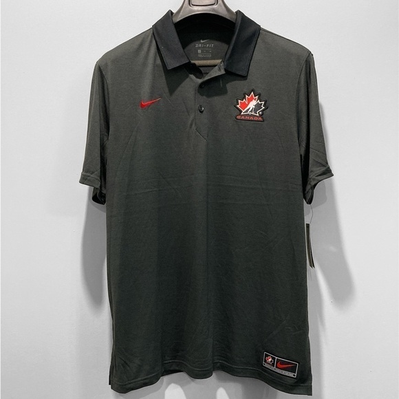 Nike Anthracite Hockey Canada DRY Stripe - Polo MEDIUM - Picture 2 of 9